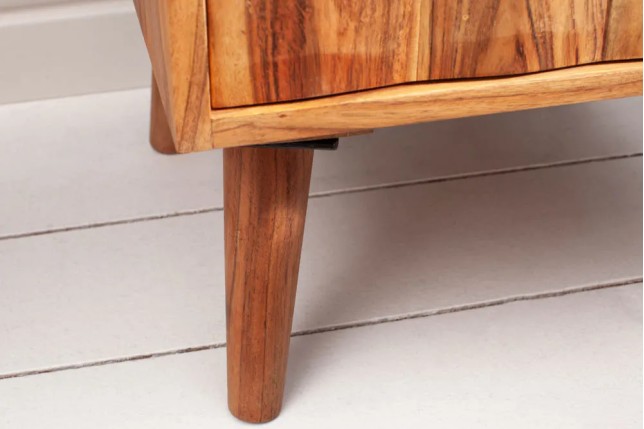 Chevet MYSTIC LIVING 60 cm en bois massif d’acacia – Naturel 3D avec rangement