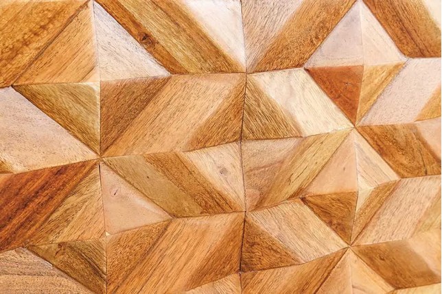 Buffet en bois massif d'acacia 145 cm – Finition miel, design rétro & poignées dorées