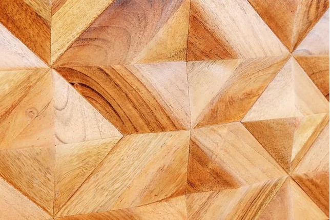 Meuble TV en bois massif d’acacia 145 cm – Finition miel rétro avec poignées dorées