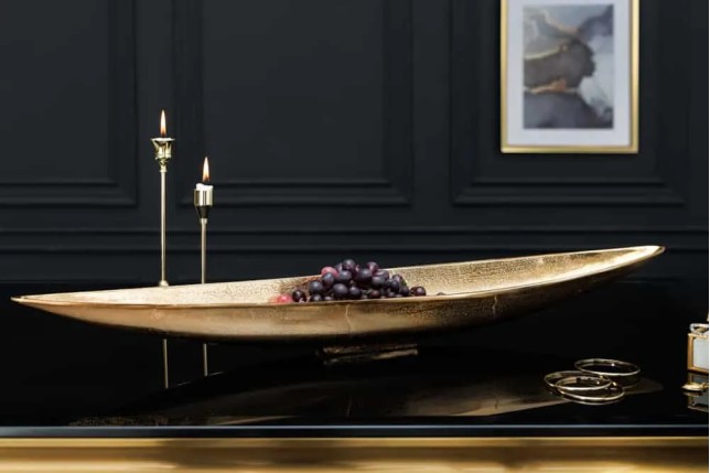 Coupe décorative GOLD LEAF 80 cm – Aluminium doré antique, fabrication artisanale