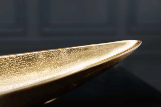 Coupe décorative GOLD LEAF 80 cm – Aluminium doré antique, fabrication artisanale