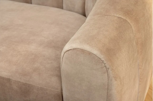 Canapé 3 places BABYLON 200 cm – Velours champagner beige avec surpiqûres décoratives