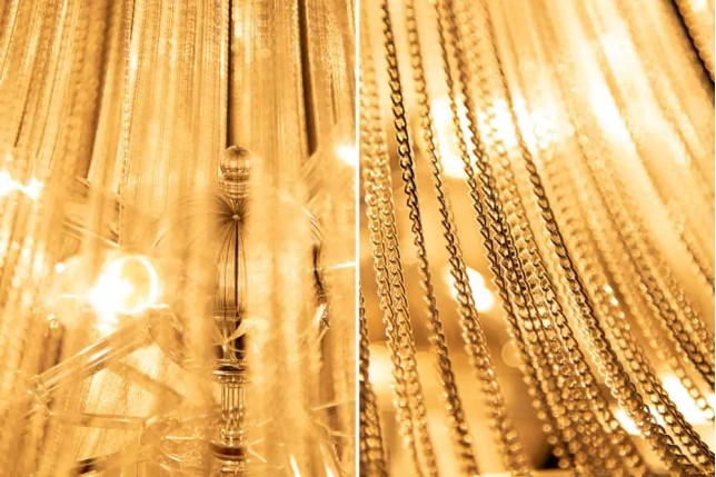 Lustre ROYAL XL 70 cm – Suspension argentée en chaînes métalliques, 6 ampoules E14
