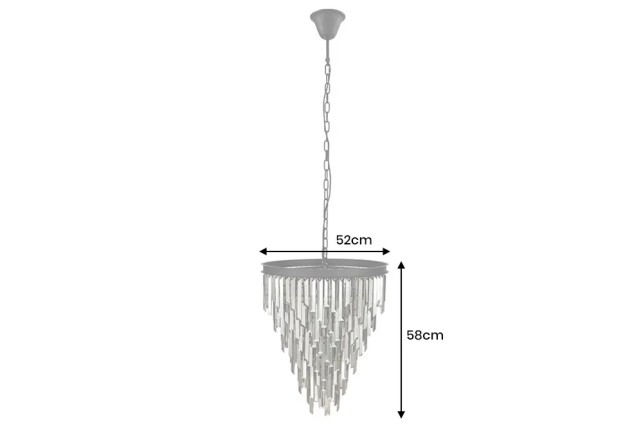 Luxus Kronleuchter KRISTALL 50cm – Suspension design avec prismes en verre gris et structure noire