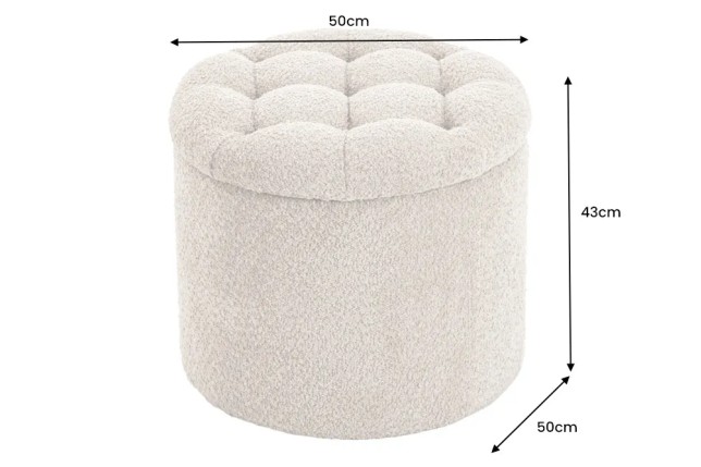 Pouf MODERN BAROCK 50cm – Pouf design champagner Bouclé avec espace de rangement