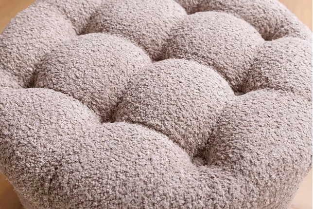 Pouf MODERN BAROCK 50cm – Pouf design champagner Bouclé avec espace de rangement