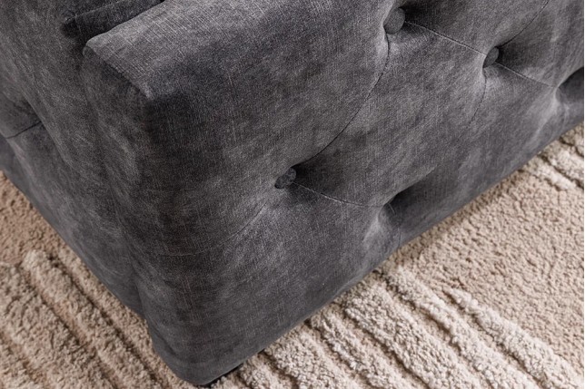 Boxbett PARIS 180x200cm – Lit coffre design Chesterfield en velours gris avec rangement intégré