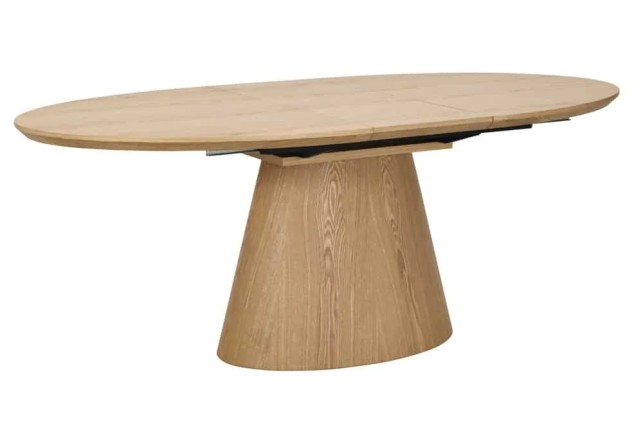 Table à manger extensible UNIQUE 160–200 cm – Chêne naturel avec pied central au design élégant