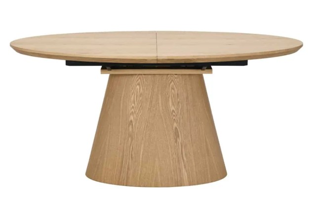 Table à manger extensible UNIQUE 160–200 cm – Chêne naturel avec pied central au design élégant