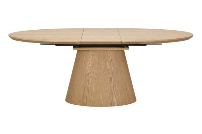 Table à manger extensible UNIQUE 160–200 cm – Chêne naturel avec pied central au design élégant
