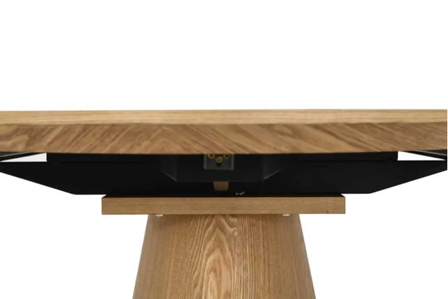 Table à manger extensible UNIQUE 160–200 cm – Chêne naturel avec pied central au design élégant