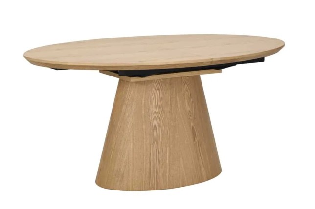 Table à manger extensible UNIQUE 160–200 cm – Chêne naturel avec pied central au design élégant