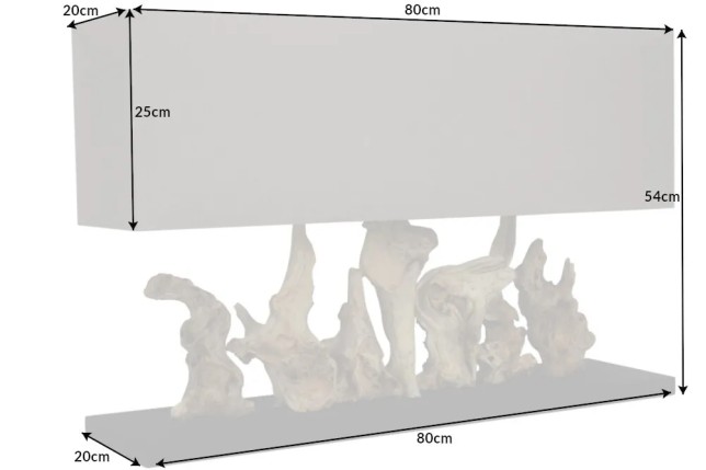 Lampe de table design PURE UNIQUE 80 cm – Bois flotté naturel et abat-jour en lin beige