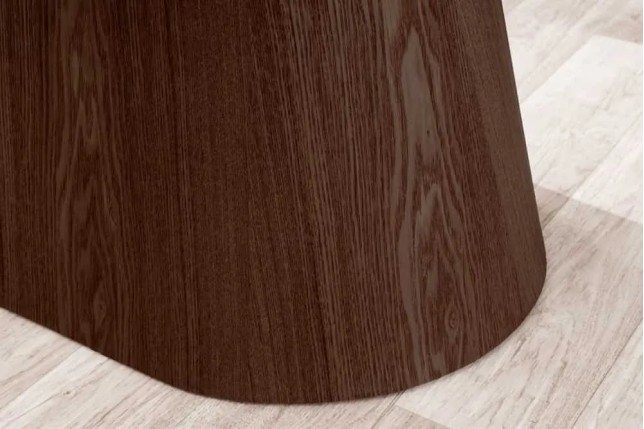 Table à manger design UNIQUE 200 cm – Plateau céramique blanc effet marbre & pied colonne noyer