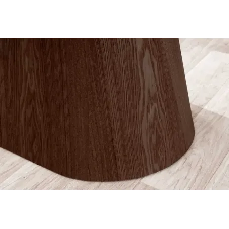 Table à manger design UNIQUE 200 cm – Plateau céramique blanc effet marbre & pied colonne noyer