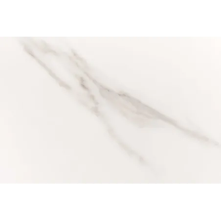 Table à manger design UNIQUE 200 cm – Plateau céramique blanc effet marbre & pied colonne noyer