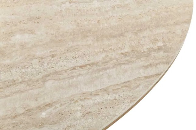 Table à manger extensible UNIQUE 160–200 cm – Plateau en céramique travertin & pied colonne en chêne naturel
