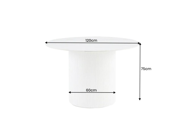 Table ronde en céramique blanche UNIQUE 120 cm – Design marbre & pied colonne élégant