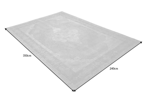 Tapis oriental PURE UNIQUE XXL 350x240 cm – Coton gris antique avec motifs géométriques élégants