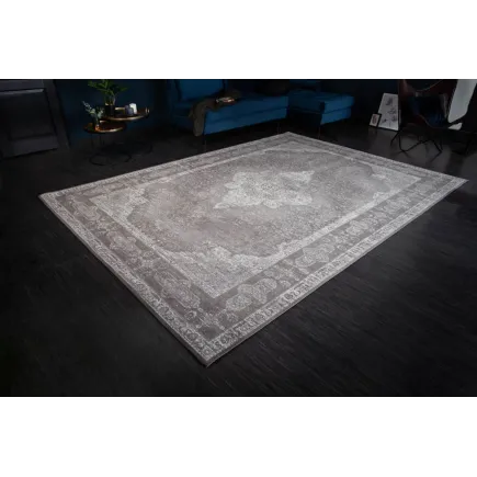 Tapis oriental PURE UNIQUE XXL 350x240 cm – Coton gris antique avec motifs géométriques élégants 2