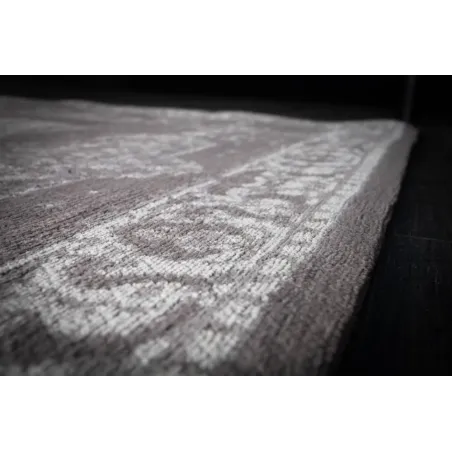 Tapis oriental PURE UNIQUE XXL 350x240 cm – Coton gris antique avec motifs géométriques élégants