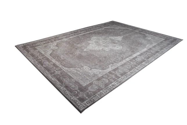 Tapis oriental PURE UNIQUE XXL 350x240 cm – Coton gris antique avec motifs géométriques élégants
