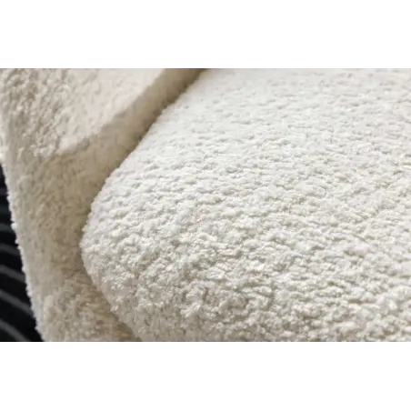 Fauteuil design ALPINE blanc – Fauteuil pivotant 360° en tissu bouclé avec accoudoirs
