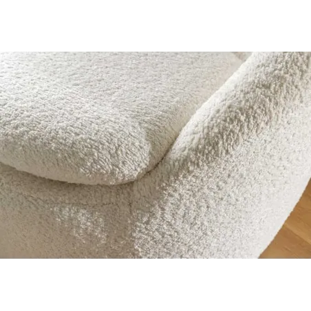 Fauteuil design ALPINE blanc – Fauteuil pivotant 360° en tissu bouclé avec accoudoirs