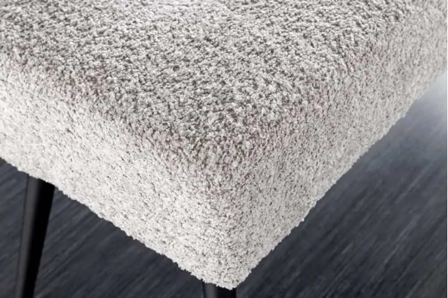 Banquette BOUTIQUE 100 cm – Tissu bouclé champagner greige avec pieds en métal noir réglables