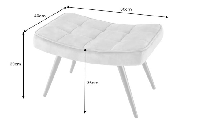 Repose-pieds moderne scandinave – Tissu bouclé champagner greige avec pieds en métal noir