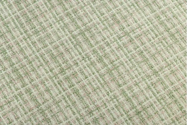 Chaise design LYON – Tissu bouclé à carreaux vert et rose, pieds en métal noir, style rétro revisité