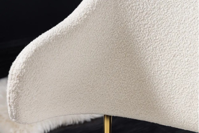 Chaise design VOGUE – Tissu bouclé blanc avec structure en métal doré | Élégance & confort