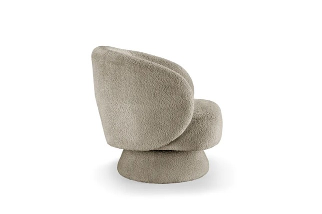 Fauteuil design pivotant BOSSA NOVA – Tissu bouclé taupe | Élégance & confort 360°