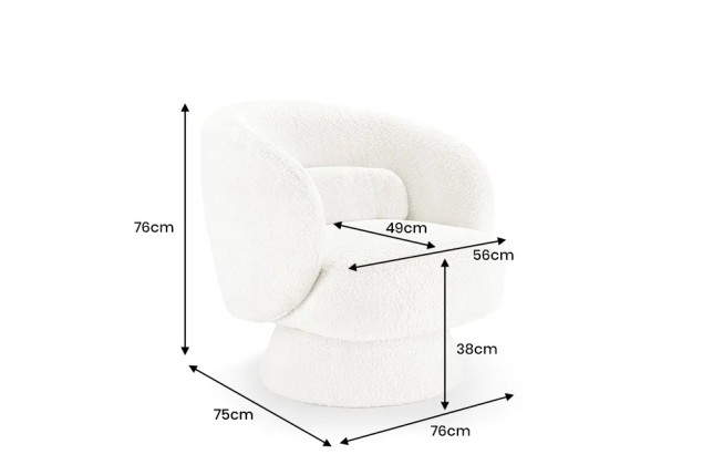 Fauteuil design pivotant BOSSA NOVA – Tissu bouclé taupe | Élégance & confort 360°