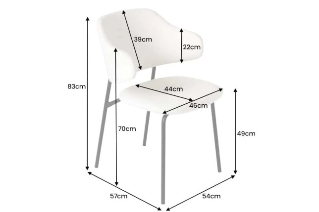 Chaise design VOGUE – Revêtement bouclé blanc & pieds noirs | Élégance moderne & confort