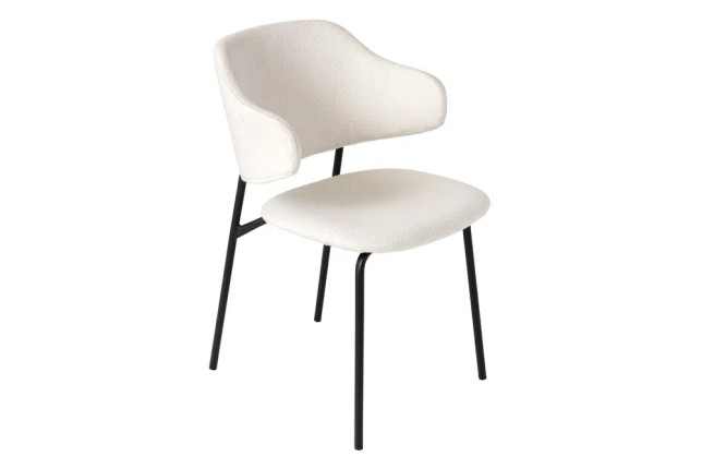 Chaise design VOGUE – Revêtement bouclé blanc & pieds noirs | Élégance moderne & confort