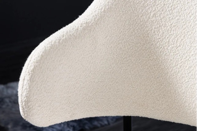 Chaise design VOGUE – Revêtement bouclé blanc & pieds noirs | Élégance moderne & confort