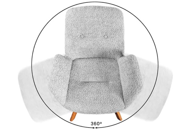 Chaise design BALTIC pivotante – Bouclé gris, pieds en chêne naturel | Élégance scandinave & confort 360°