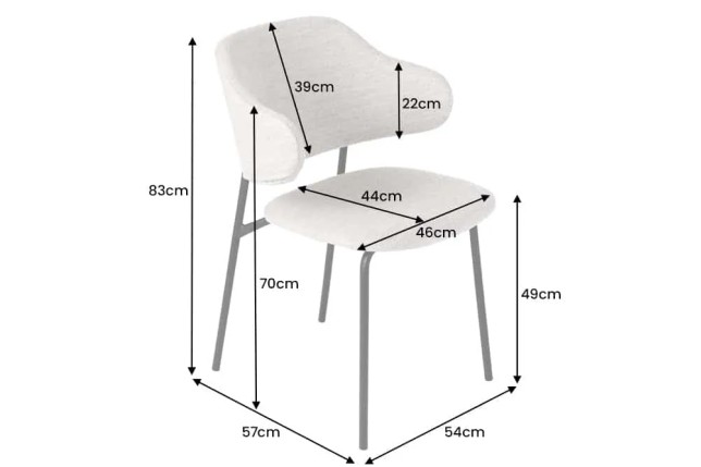 Chaise design VOGUE – Bouclé greige & pieds en métal noir mat | Élégance contemporaine et confort