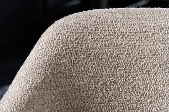 Chaise design VOGUE – Bouclé greige & pieds en métal noir mat | Élégance contemporaine et confort