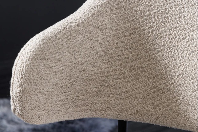 Chaise design VOGUE – Bouclé greige & pieds en métal noir mat | Élégance contemporaine et confort