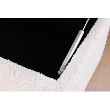 Banquette coffre moderne LOFT – 100 cm – Tissu bouclé blanc & structure métal noir | Assise confortable avec rangement intégré