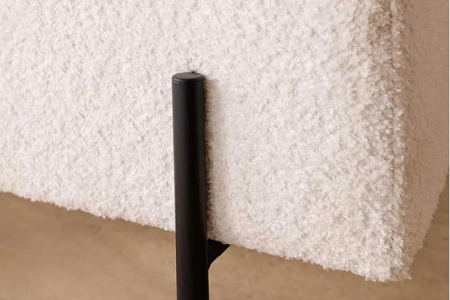 Banquette coffre moderne LOFT – 100 cm – Tissu bouclé blanc & structure métal noir | Assise confortable avec rangement intégré