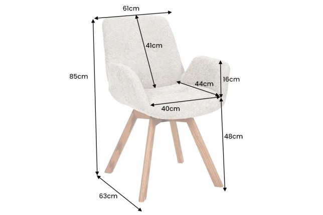 Chaise design BALTIC pivotante – Tissu bouclé beige & pieds en chêne naturel | Élégance nordique & confort moderne