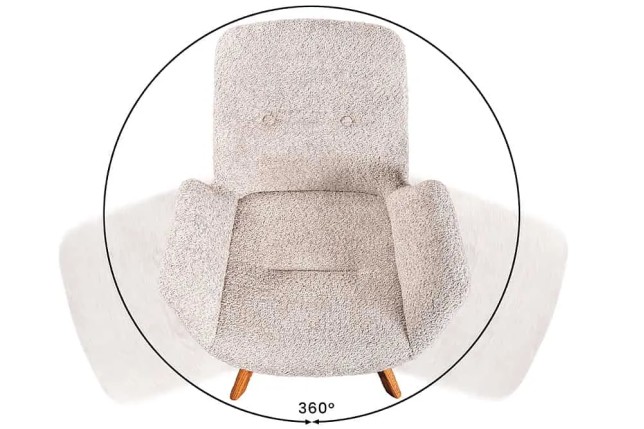 Chaise design BALTIC pivotante – Tissu bouclé beige & pieds en chêne naturel | Élégance nordique & confort moderne