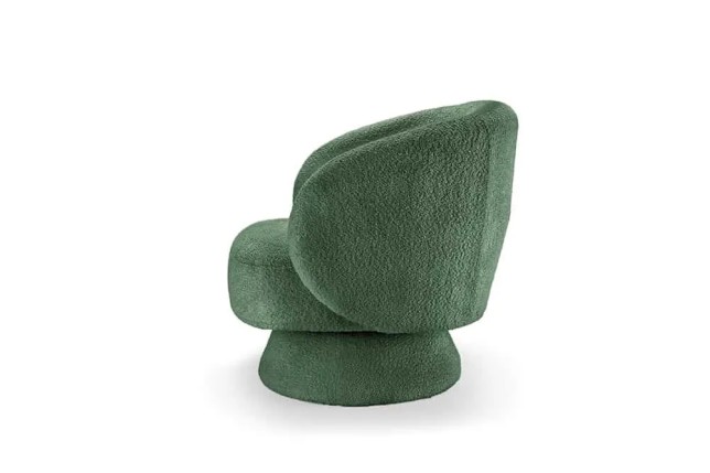 Fauteuil pivotant BOSSA NOVA – 80 cm – Tissu bouclé vert mousse | Confort moelleux & design tendance