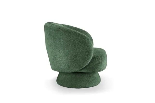 Fauteuil pivotant BOSSA NOVA – 80 cm – Tissu bouclé vert mousse | Confort moelleux & design tendance