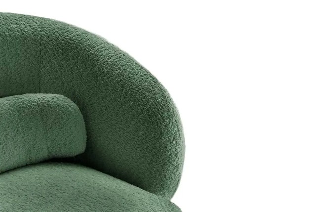 Fauteuil pivotant BOSSA NOVA – 80 cm – Tissu bouclé vert mousse | Confort moelleux & design tendance