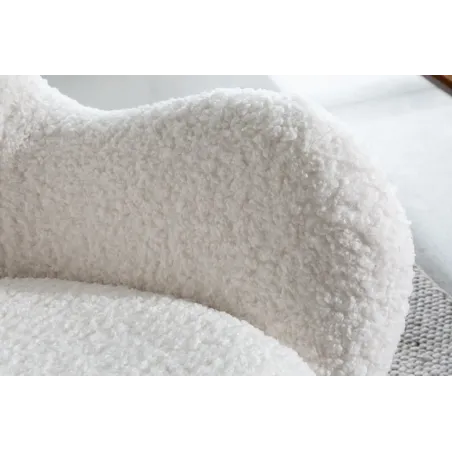 Fauteuil à bascule SCANDINAVIA – Bouclé blanc & métal noir – Design scandinave et confort moderne