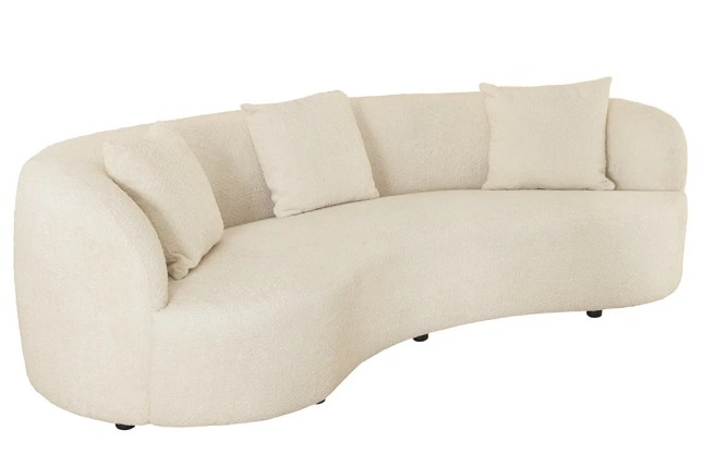 Canapé 3 places ATELIER – 230 cm – Tissu bouclé beige, coussins inclus, design moderne